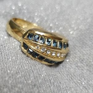 Vintage Chr Dior Blue Sapphire & CZ  Ring